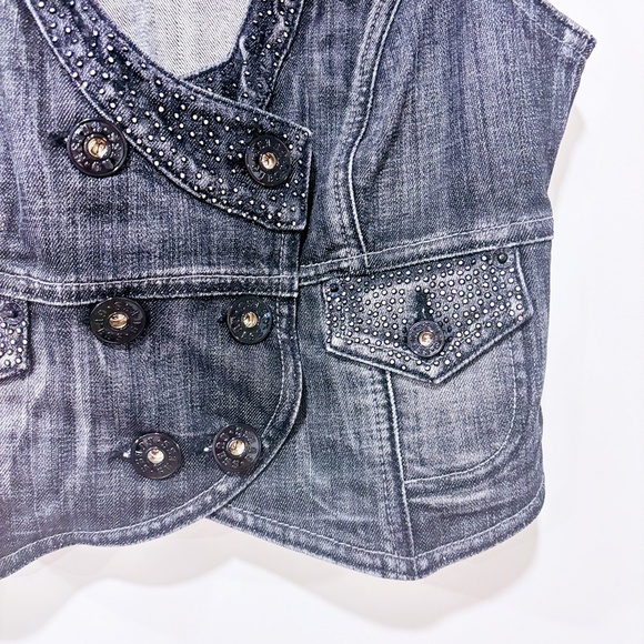 GUESS Black denim sleeveless vest - Picture 6 of 6